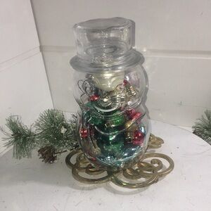 Vintage Libby glass snowman jar